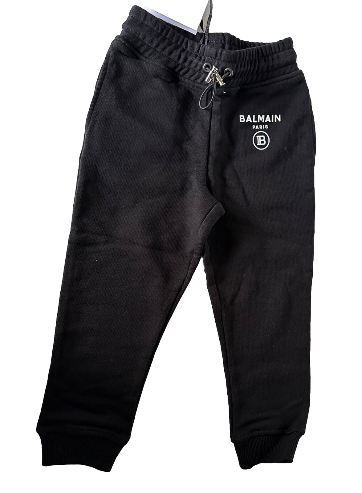 NWT $331 Balmain Boys Logo Joggers Black Size 4 Made in Portugal