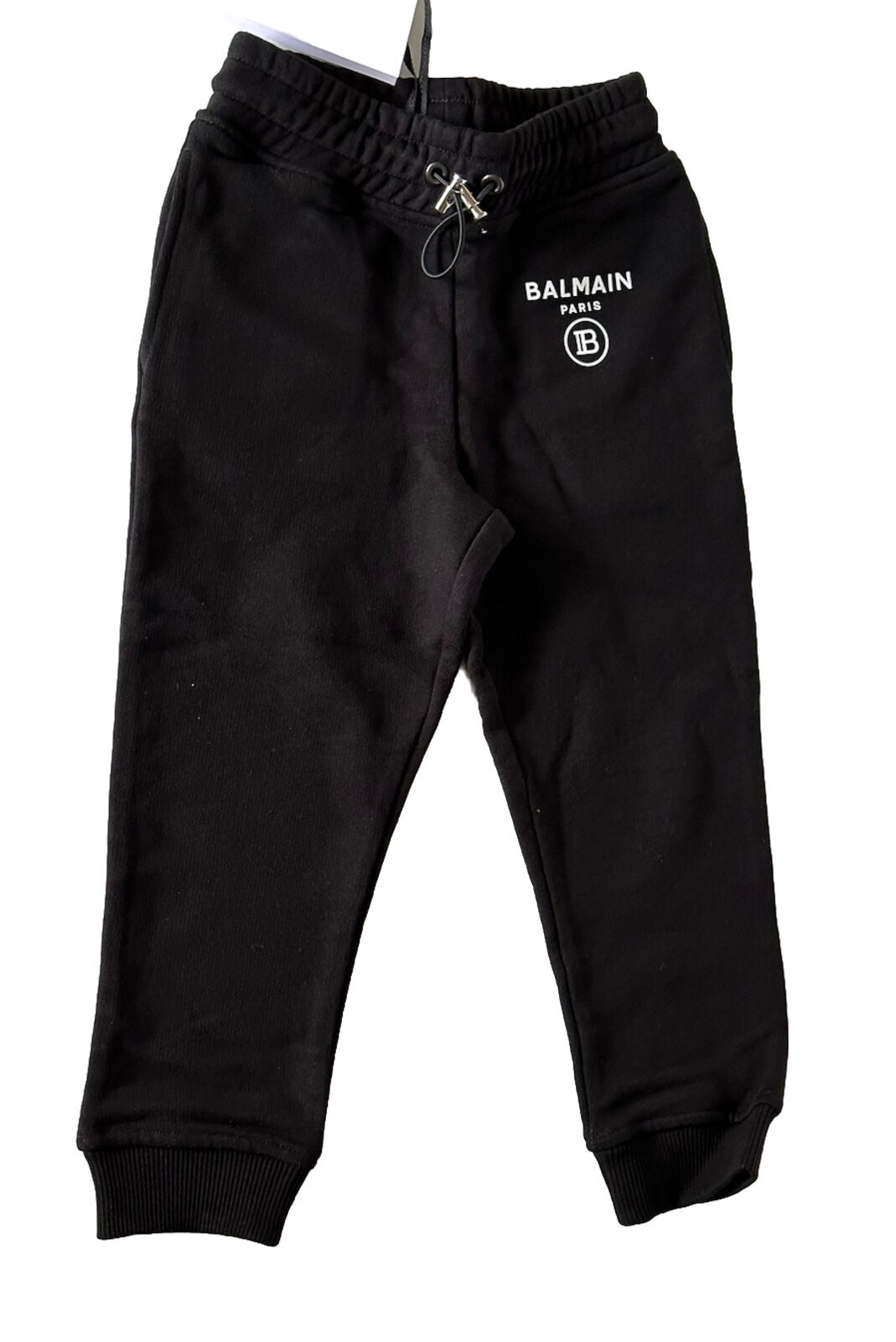 NWT $331 Balmain Boys Logo Joggers Black Size 4 Made in Portugal