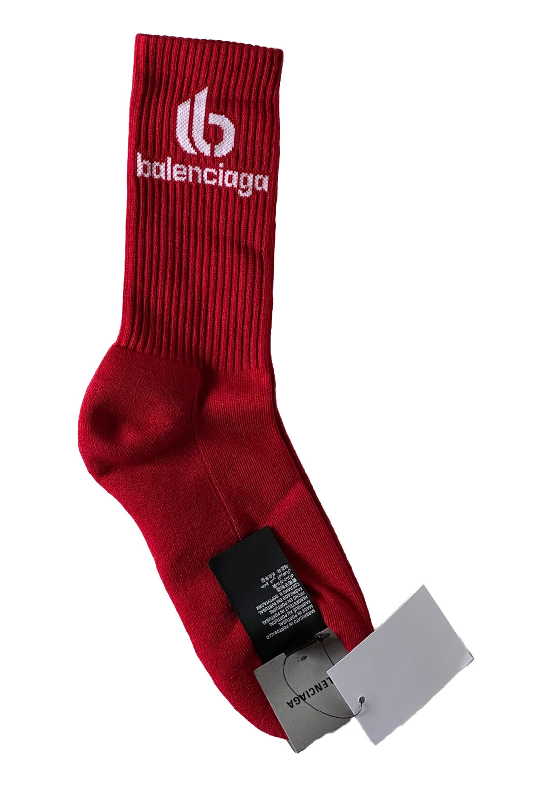 NWT $150 Balenciaga Logo Tennis Socks Red Large (12) Made in Portugal