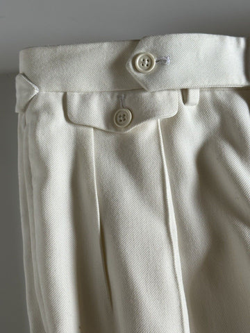 Neu mit Etikett: 695 $ Ralph Lauren Purple Label Herren-Anzughose aus Viskose/Seide, Creme, 30 US IT