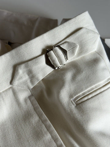 Neu mit Etikett: 695 $ Ralph Lauren Purple Label Herren-Anzughose aus Viskose/Seide, Creme, 30 US IT