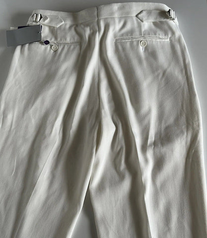 Neu mit Etikett: 695 $ Ralph Lauren Purple Label Herren-Anzughose aus Viskose/Seide, Creme, 30 US IT