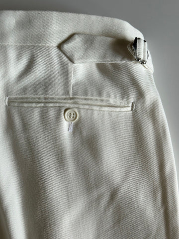 Neu mit Etikett: 695 $ Ralph Lauren Purple Label Herren-Anzughose aus Viskose/Seide, Creme, 30 US IT