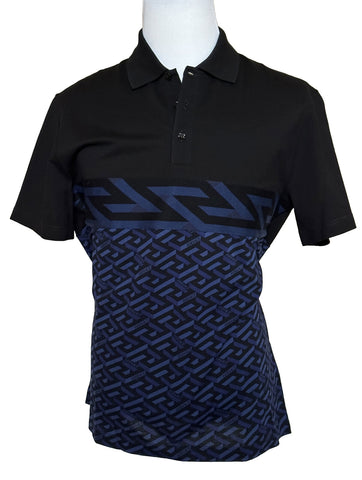 NWT $900 Versace Piquet Greca Signature Blue/Black Polo Shirt 2XL 1006468 Italy