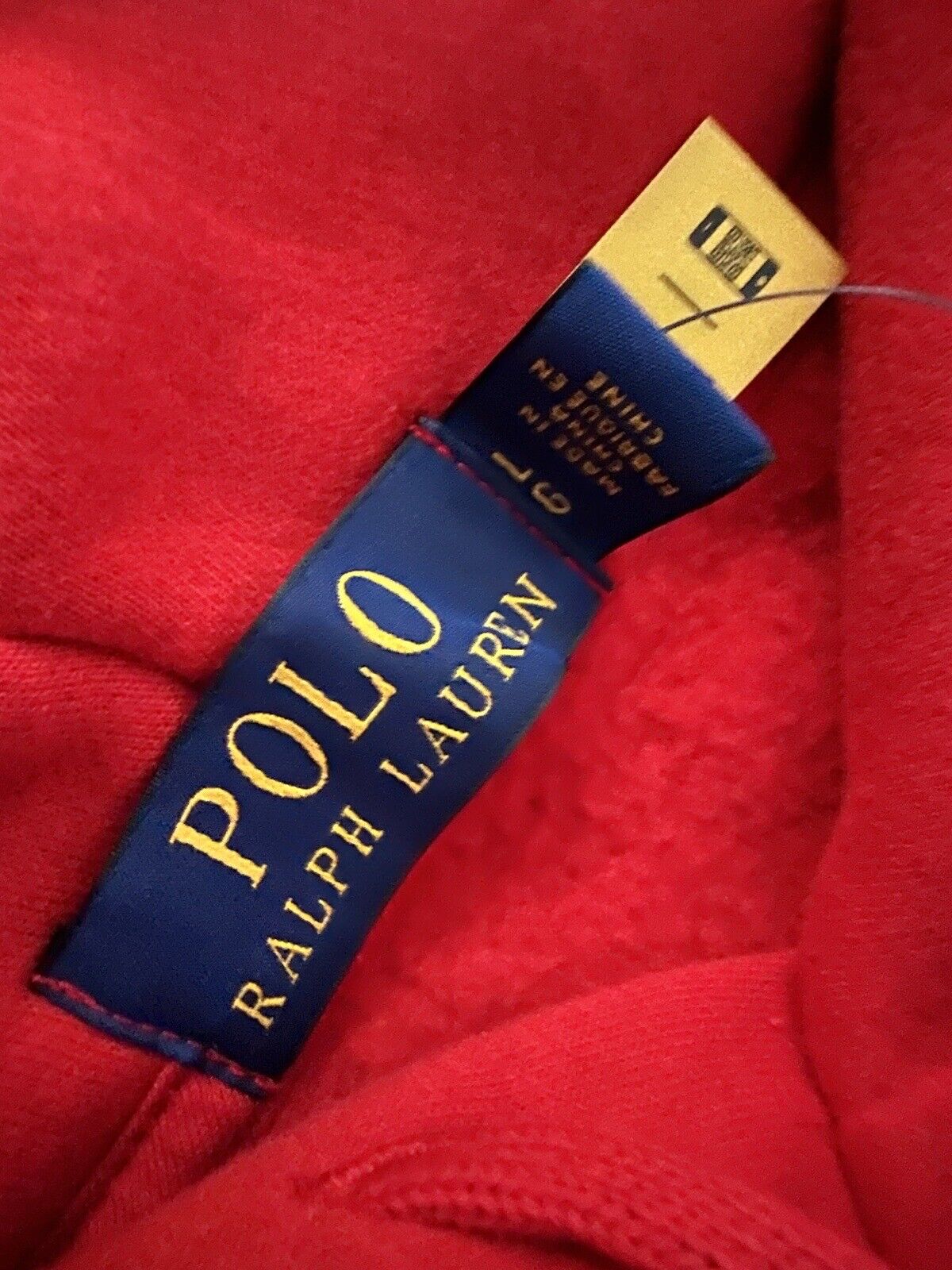 NWT $188 Polo Ralph Lauren Bear Ralph Mug Флисовая толстовка с капюшоном, красная, большая 