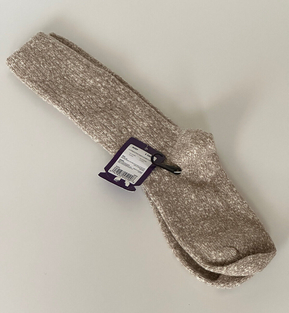 Neu mit Etikett: 250 $ Ralph Lauren Purple Label Beige Kaschmirsocken, groß, hergestellt in Italien 