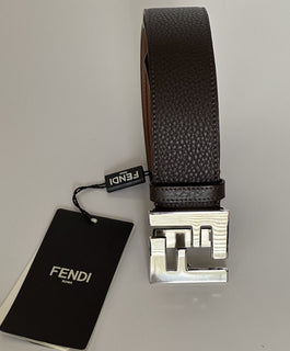 NWT $550 Fendi FF Calf Leather Brown Belt 110/44 Italy 7C0403