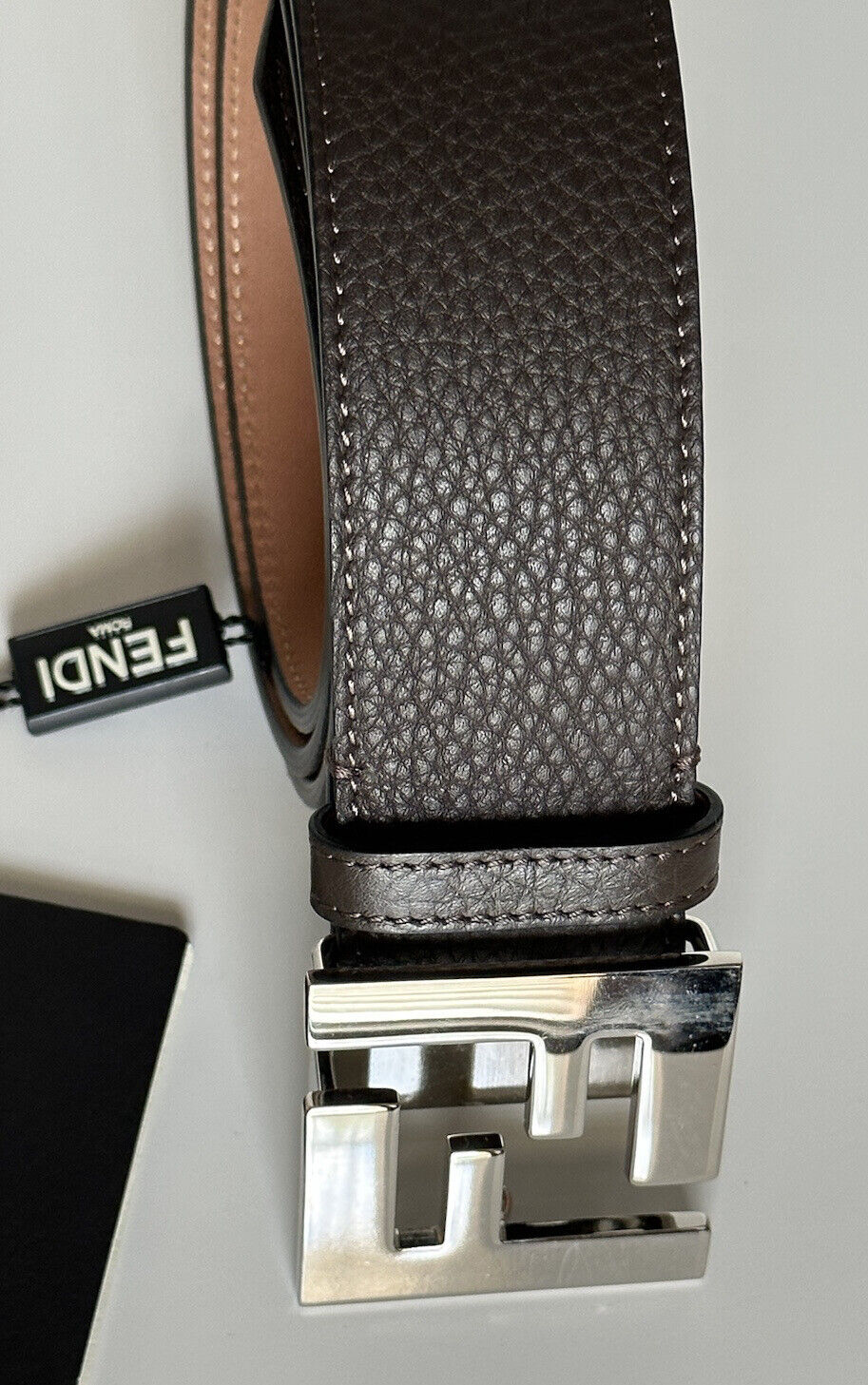 NWT $550 Fendi FF Calf Leather Brown Belt 110/44 Italy 7C0403
