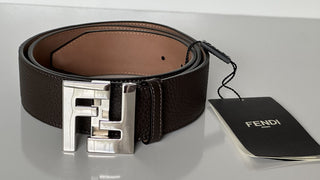 NWT $550 Fendi FF Calf Leather Brown Belt 110/44 Italy 7C0403