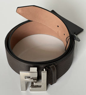 NWT $550 Fendi FF Calf Leather Brown Belt 110/44 Italy 7C0403