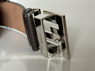 NWT $550 Fendi FF Calf Leather Brown Belt 110/44 Italy 7C0403