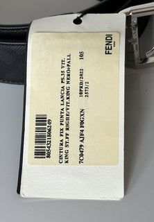 NWT $620 Черный ремень Fendi FF из телячьей кожи с серебряной пряжкой 105/42 Италия 7C0479 