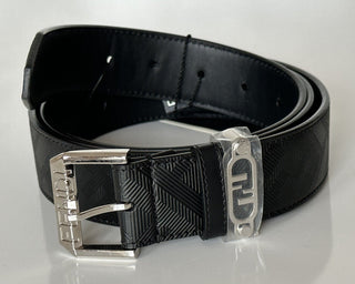 NWT $620 Черный ремень Fendi FF из телячьей кожи с серебряной пряжкой 105/42 Италия 7C0479 