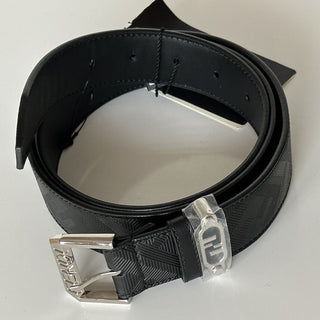 NWT $620 Черный ремень Fendi FF из телячьей кожи с серебряной пряжкой 105/42 Италия 7C0479 