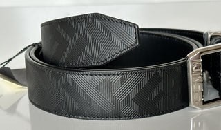 NWT $620 Черный ремень Fendi FF из телячьей кожи с серебряной пряжкой 105/42 Италия 7C0479 