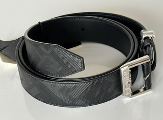 NWT $620 Черный ремень Fendi FF из телячьей кожи с серебряной пряжкой 105/42 Италия 7C0479 