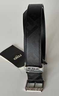NWT $620 Черный ремень Fendi FF из телячьей кожи с серебряной пряжкой 105/42 Италия 7C0479 