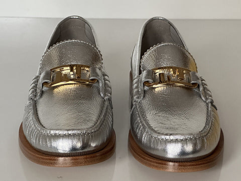 NIB $895 Fendi Women's  Leather Loafer Silver 8 US (38 Euro) 8D8284 IT