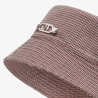 NWT $720 Fendi Woven Fabric Red/Black Bucket Hat Made in Italy Large FXQ801