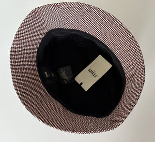 NWT $720 Fendi Woven Fabric Red/Black Bucket Hat Made in Italy Large FXQ801