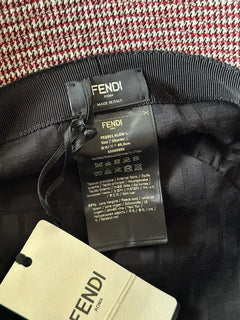 NWT $720 Fendi Woven Fabric Red/Black Bucket Hat Made in Italy Large FXQ801