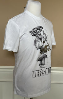 NWT 775 $ Versace Mitchel Fit Logo Weißes Jersey-T-Shirt XL 1008485 Italien