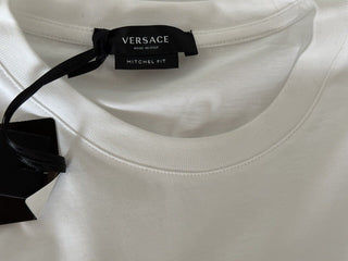 NWT 775 $ Versace Mitchel Fit Logo Weißes Jersey-T-Shirt XL 1008485 Italien
