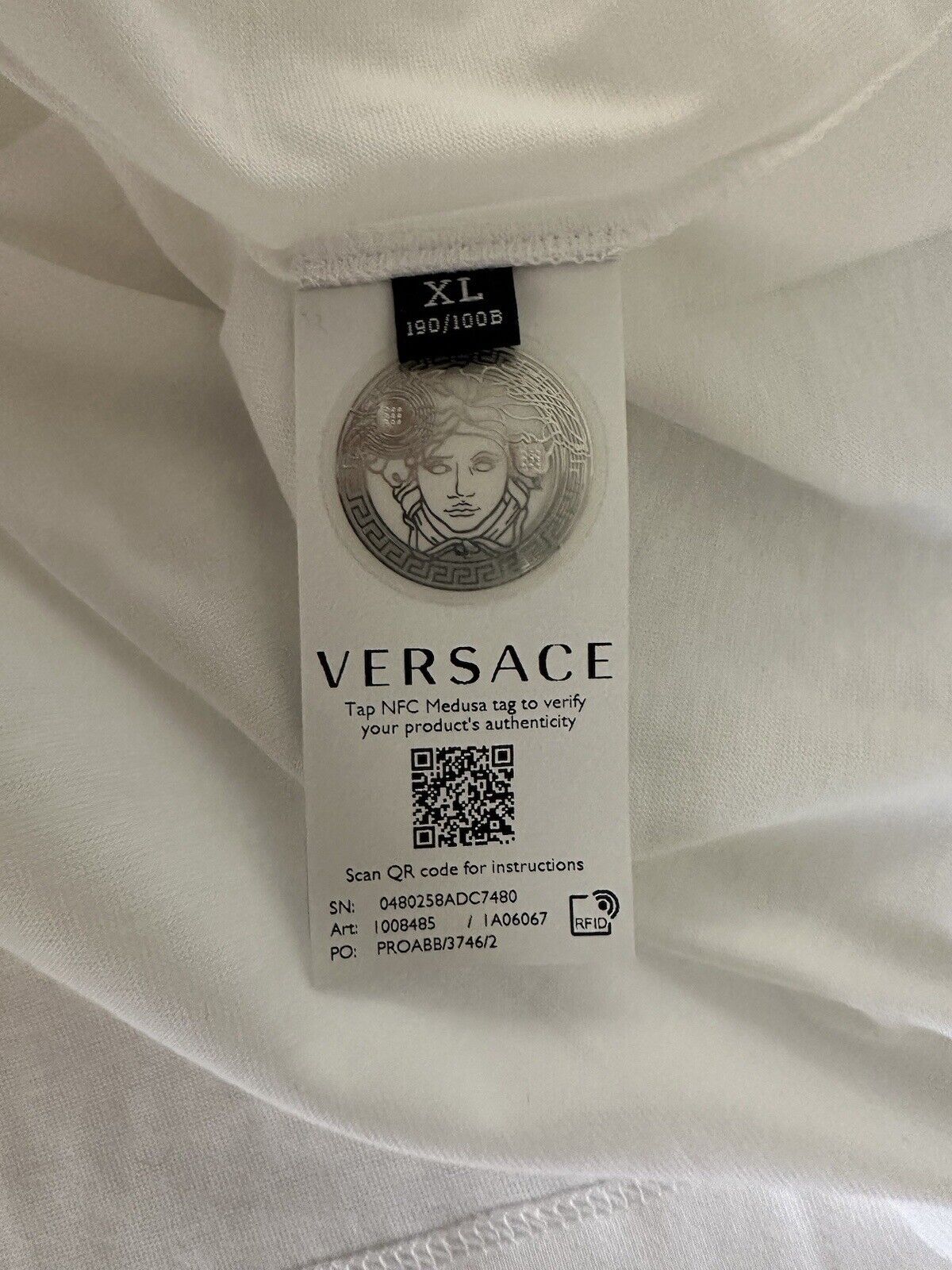 NWT $775 Versace Mitchel Fit Logo White Jersey T-Shirt XL 1008485 Italy