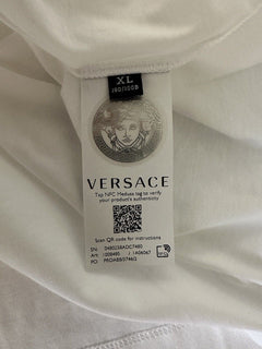 NWT 775 $ Versace Mitchel Fit Logo Weißes Jersey-T-Shirt XL 1008485 Italien