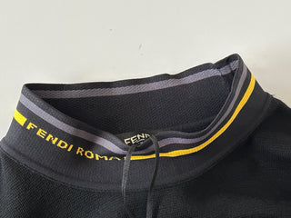 NWT 850 $ Fendi Wollstrickpullover Schwarz 54 Euro FZY464 Hergestellt in Italien 