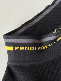 NWT 850 $ Fendi Wollstrickpullover Schwarz 54 Euro FZY464 Hergestellt in Italien 