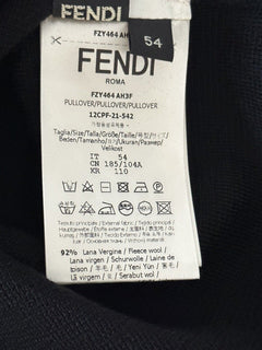 NWT 850 $ Fendi Wollstrickpullover Schwarz 54 Euro FZY464 Hergestellt in Italien 