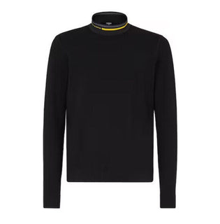 NWT 850 $ Fendi Wollstrickpullover Schwarz 54 Euro FZY464 Hergestellt in Italien 