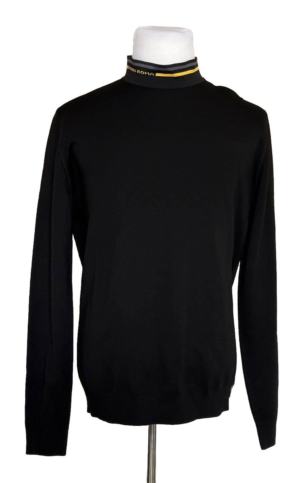 NWT $850 Шерстяной вязаный свитер Fendi Черный 54 евро FZY464 Сделано в Италии 