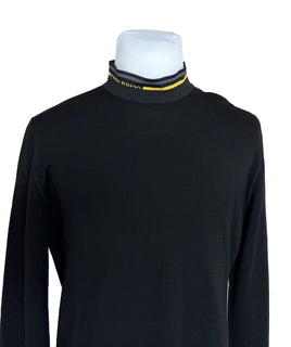 NWT 850 $ Fendi Wollstrickpullover Schwarz 54 Euro FZY464 Hergestellt in Italien 