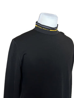 NWT 850 $ Fendi Wollstrickpullover Schwarz 54 Euro FZY464 Hergestellt in Italien 