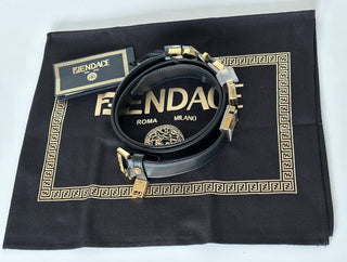 NWT $980 Fendi Fendace Женский черный ремень из телячьей кожи 105/42 Италия 7C0474 