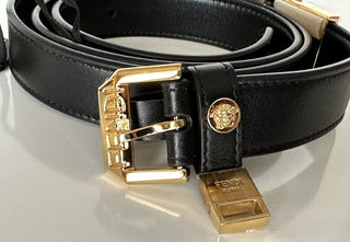 NWT $980 Fendi Fendace Женский черный ремень из телячьей кожи 105/42 Италия 7C0474 