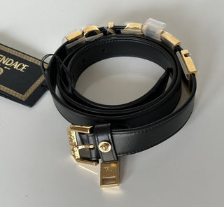 NWT $980 Fendi Fendace Женский черный ремень из телячьей кожи 105/42 Италия 7C0474 