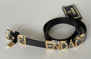 NWT $980 Fendi Fendace Женский черный ремень из телячьей кожи 105/42 Италия 7C0474 