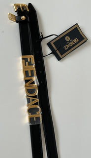 NWT $980 Fendi Fendace Женский черный ремень из телячьей кожи 105/42 Италия 7C0474 