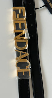 NWT $980 Fendi Fendace Женский черный ремень из телячьей кожи 105/42 Италия 7C0474 
