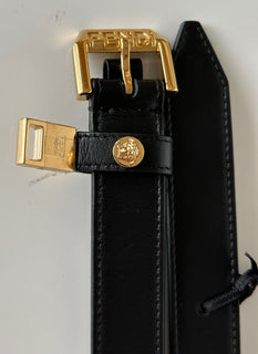 NWT $980 Fendi Fendace Женский черный ремень из телячьей кожи 105/42 Италия 7C0474 