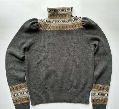 NWT $1490 Polo Ralph Lauren Purple Label Cashmere/Wool Grey Sweater S IT