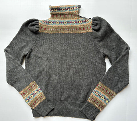 NWT $1490 Polo Ralph Lauren Purple Label Cashmere/Wool Grey Sweater S IT