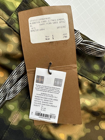 NWT $480 Burberry  Breton Mens Camo Dark Fern Green Boxer Swim Shorts XL 8042583