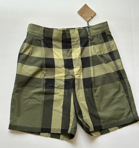 NWT $590 Burberry Mens Military Green Checks Cotton Shorts 36 US (30.5") 8042781