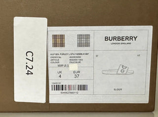 Женские бледно-голубые шлепанцы Furley с люверсами Burberry за 420 долларов США 7 США 8052554 IT