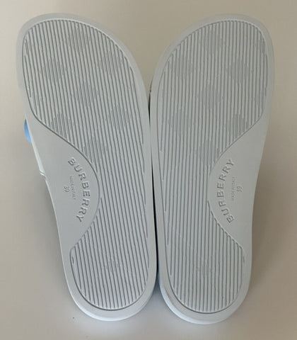 NIB $420 Burberry Eyelet Women's Furley Pale Blue Slide Sandals 9 US 8052554 IT
