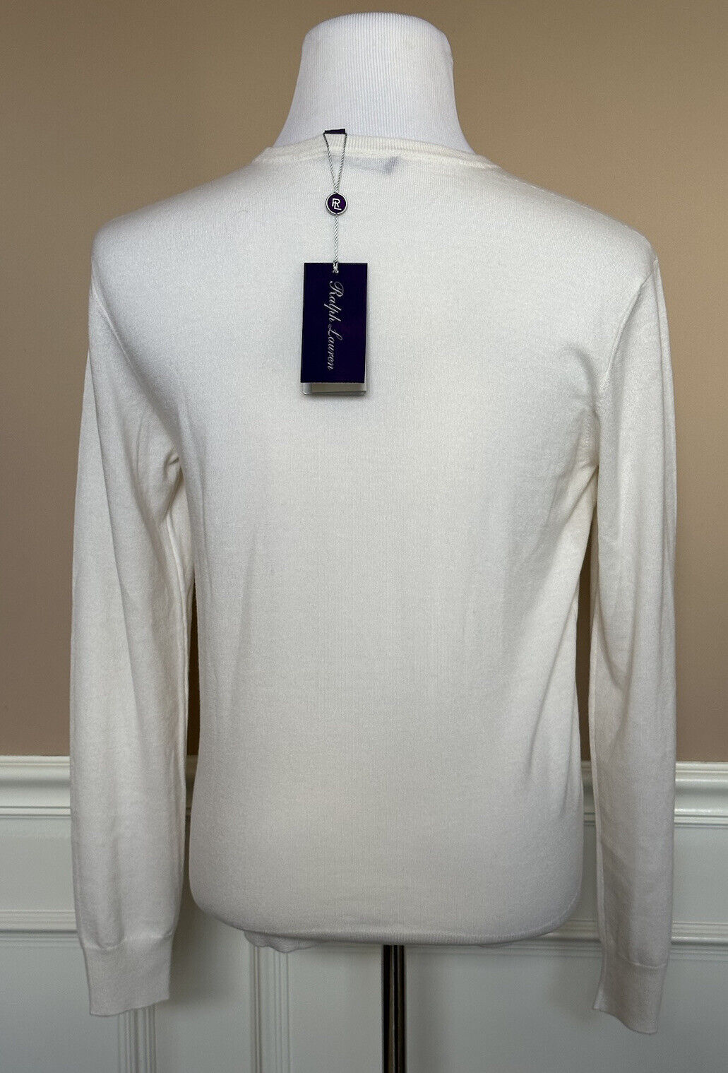 NWT $995 Polo Ralph Lauren Purple Label Men's Cashmere Cream Sweater M Italy